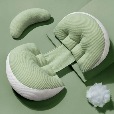 Green Adjustable Pregnancy Support Pillow with removable inner cushion and soft breathable fabric