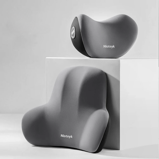 Gray Title Lumbar Pillow for Car with ergonomic design for back support and comfort
