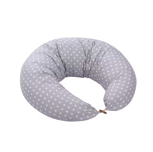 Grey Pregnancy Pillow for Breastfeeding with white star pattern for new moms comfort
