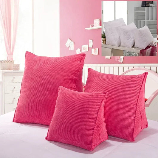 Getblissyneck pink Wedge Headboard Pillow set with soft corduroy fabric for comfortable bed support
